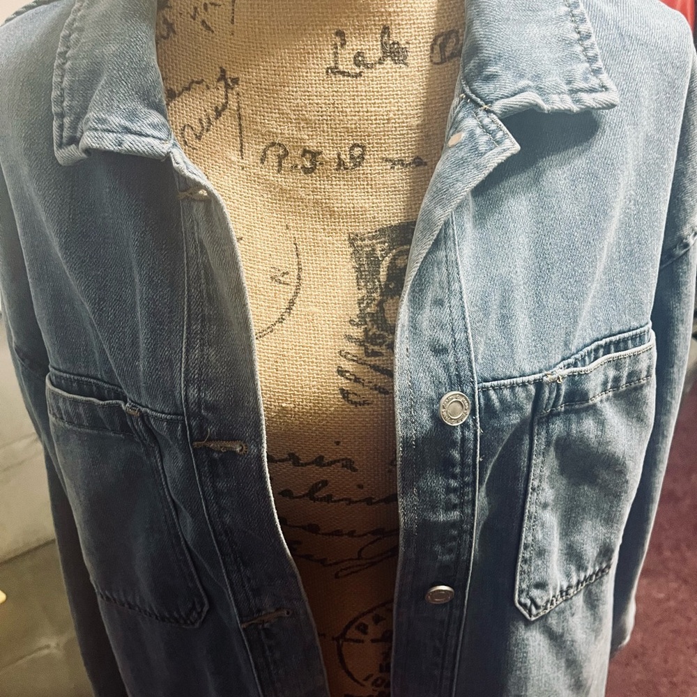 Light Wash Denim Button-Up Jacket - image 8